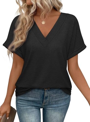 Deep V Neck Tee Short Sleeve Lightweight Jersey