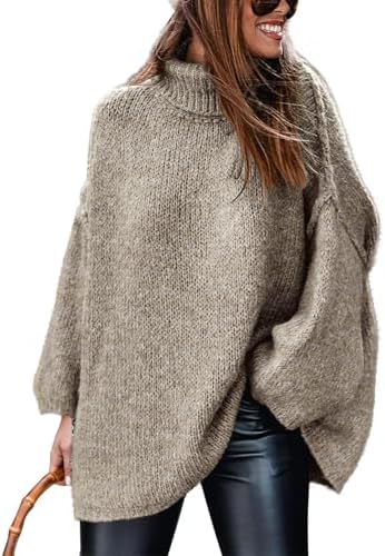 Fall Chunky Sweaters Oversized Turtleneck Long Sleeve Knit