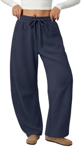Fleece Barrel Sweatpants Wide Leg Baggy Lounge Casual Pants