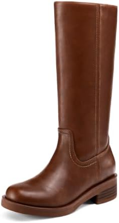 Knee High Boots Round Toe Chunky Block Heel Boots