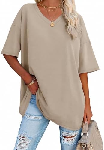 Loose Fit Oversized T Shirts V Neck Tees Half Sleeve Cozy