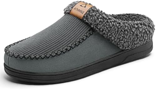 Men's Memory Foam Fuzzy Slippers Anti-Slip Sole