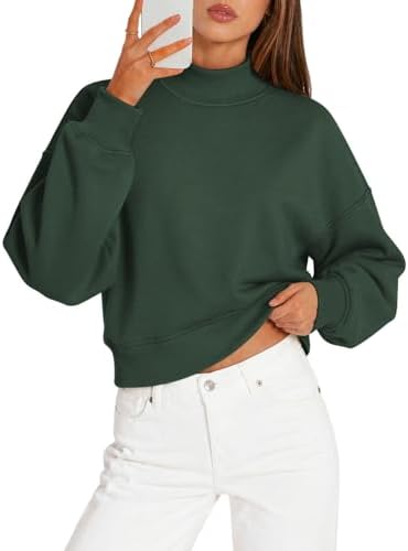Mock Neck Cropped Sweatshirts High Neck Turtle Neck Tops