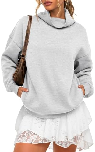 Mockneck Sweatshirt Fleece Oversized Sweatshirt Grey