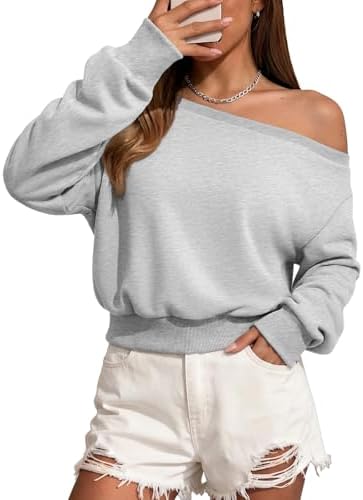 Off the Shoulder Sweatshirt Long Sleeve Crop Top