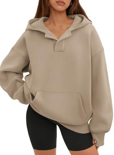 Oversized Hoodies Fashion V Neck Pullover Sweatshirts
