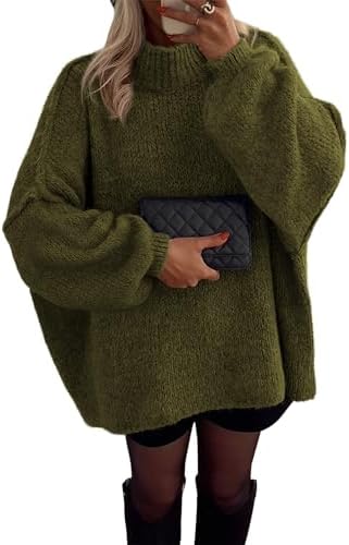 Oversized Sweaters Chunky Knit Mock Neck Fall Pullover