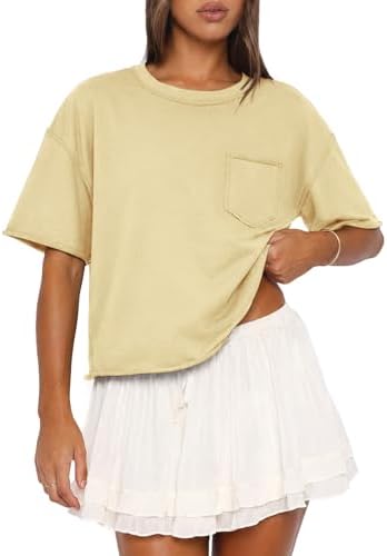 Oversized T-Shirts Short Sleeve Workout Crop Tops
