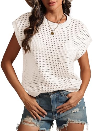 Spring Tops Summer Shirts Beach Vacation Crochet Cap
