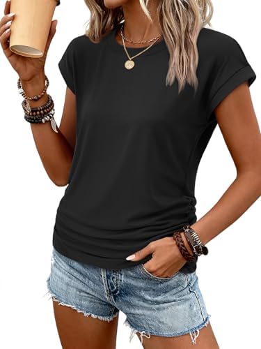Summer Tops Short Sleeve Business Casual Tees Trendy Baisc