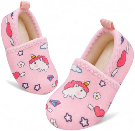 Toddler Kids Teddy Fleece Slippers Anti-Slip