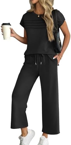 Two Piece Sets Cap Sleeve Lounge Matching Casual Outfits