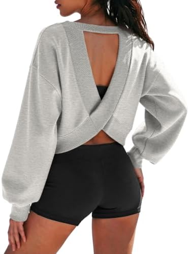 V Neck Crop Top Long Sleeve Sweatshirt