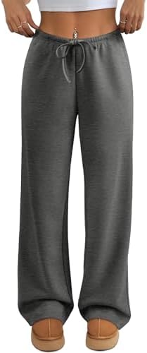 Wide Leg Sweatpants Straight Lowrise Drawstring Elastic