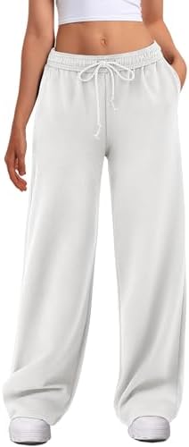 Wide Leg White Sweatpants High Waisted Baggy Interior